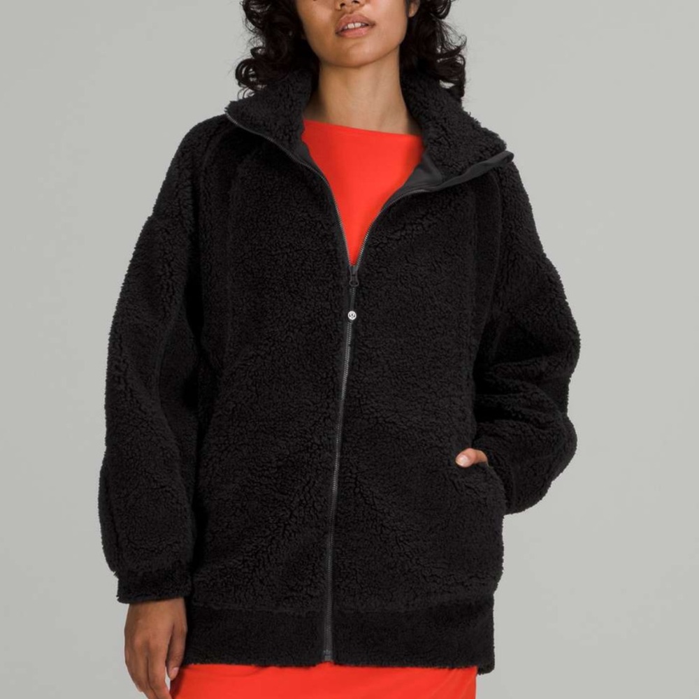 Lululemon Long Textured Fleece Jacket (Black)